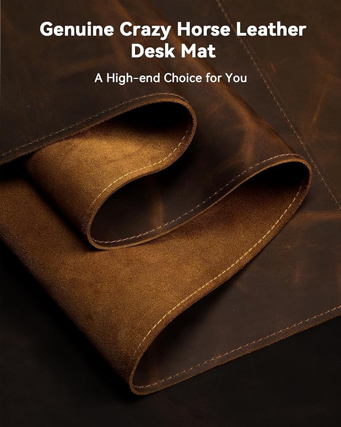 YSAGi Leather Desk Mat, 35.4"x17"Real Leather Desk Pad, 2mm Thick Desk Blotter - Image 2
