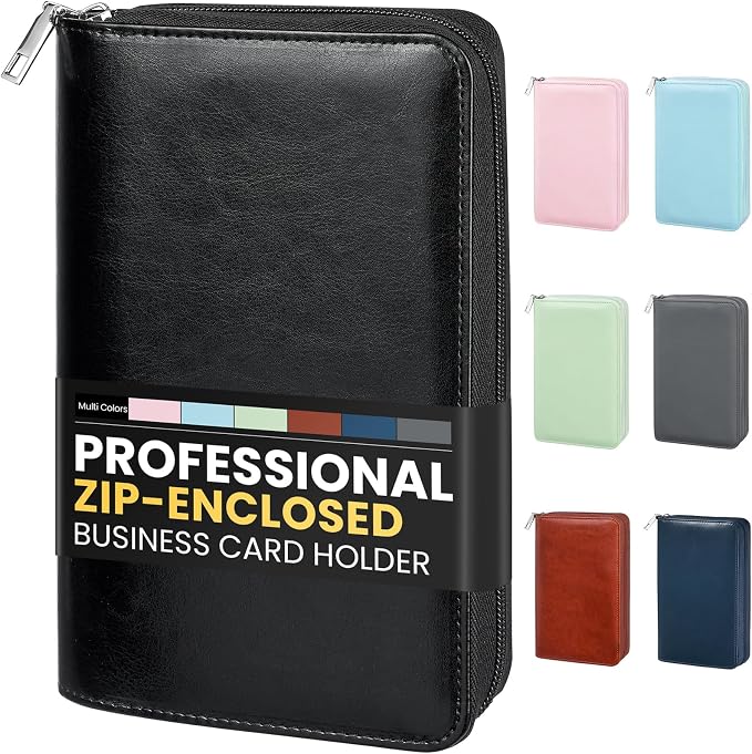 Sooez Zip-Enclosed Business Card Holder Organizer, Professional Credit Card by Sooez