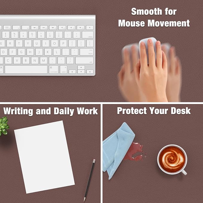 Hsurbtra Desk Pad, 35.5" x 17" PU Leather Desk Mat, XXL Extended Mouse Pad - Image 4