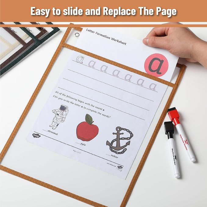Mr. Pen- Reusable Dry Erase Pocket Sleeves, 6 Pack, Colorful | Desert Dusk Color - Image 5