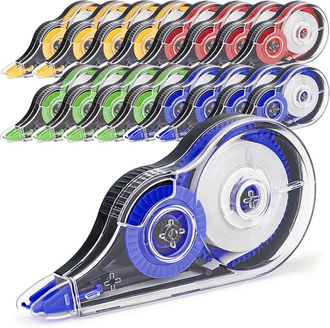 16 Pcs 39.4 Ft Colorful Correction Tape, Tear-Resistant White Correct Bulk by JEFURE