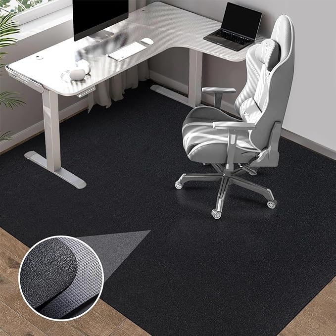 Office Chair Mat for Hardwood Floor: 63" x 51" Extra Large Black Office Chair by Lemostaar
