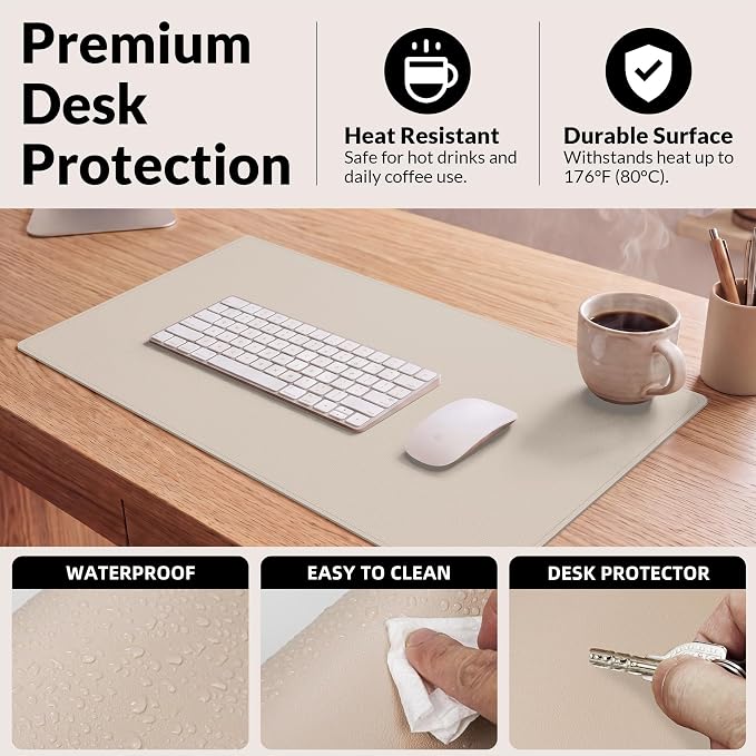AFIING Desk Mat, 23.6" x 13.8", Desk Pad Protector | Dual-Sided Cork & PU - Image 4