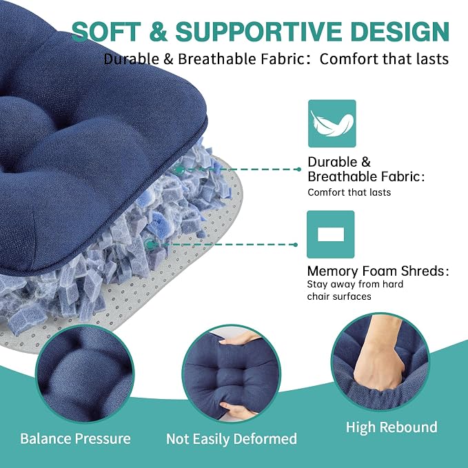 BETU Chair Cushions for Dining Chairs Set of 2, 3.5" Thick Outdoor Indoor Chair - Image 8