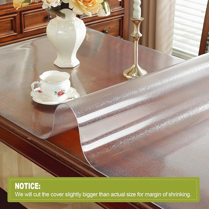 OstepDecor 40 x 90 Inch Frosted Table Cover Protector, 2mm Thick Clear Plastic - Image 4
