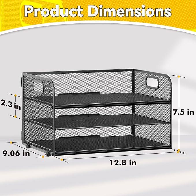MINDEPOT 3-Tier Paper Letter Organizer Tray - Image 2