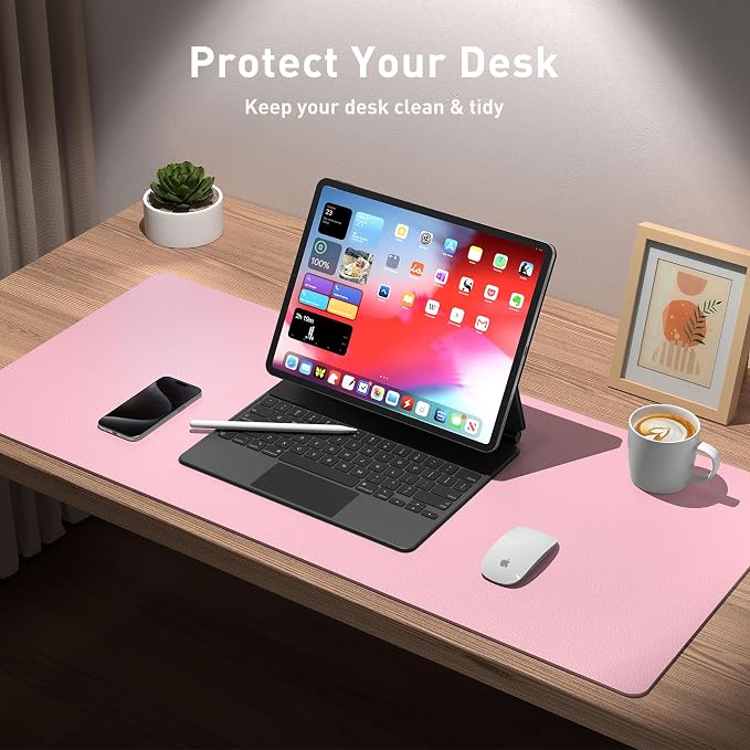 Aothia Leather Desk Pad Protector, Office Desk Mat, Large Mouse Pad, Non-Slip - Image 3