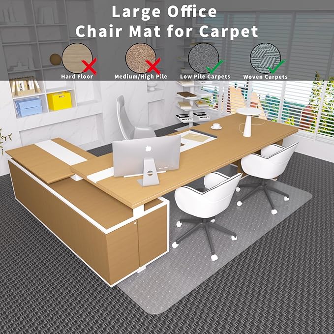 Office Chair Mat for Carpeted Floor, Easy Glide Rolling Plastic Floor Mat - Image 4