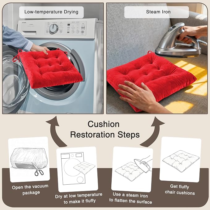OVOV 4 Pack Chair Cushions for Dining Chairs Soft Seat Cushions for Kitchen - Image 7