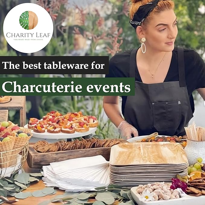 Charity Leaf Disposable Palm Leaf 14" x 10" Trays Bamboo Like Serving Platters - Image 4
