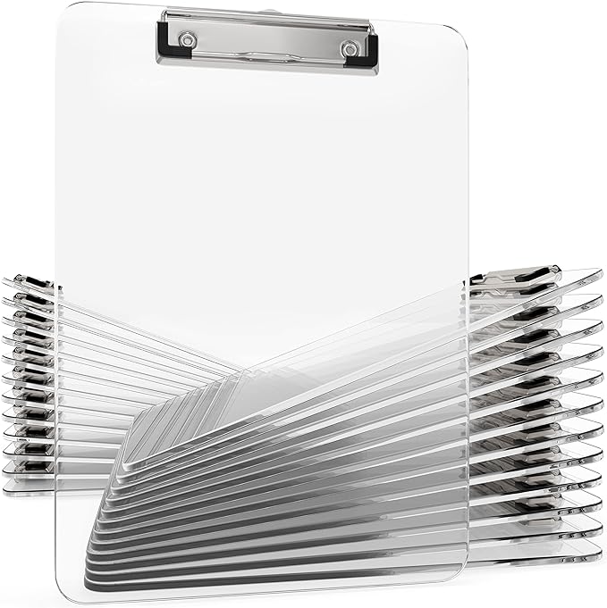 Kiggos 25 Pack Acrylic Clear Clipboards Bulk Plastic Clipboard by Kiggos