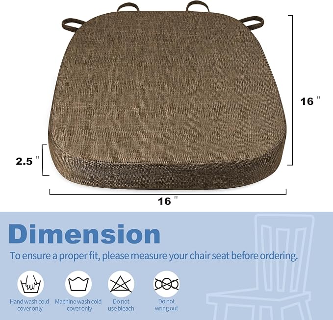 BUYUE Thickened 2.5" Dining Chair Cushions Set of 4, U-Shape High Density Foam - Image 3