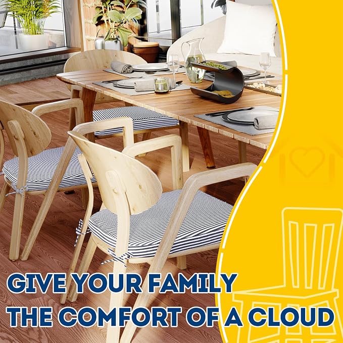 AAAAAcessories D-Shaped Chair Cushions, Featuring Ties and Removable, - Image 6