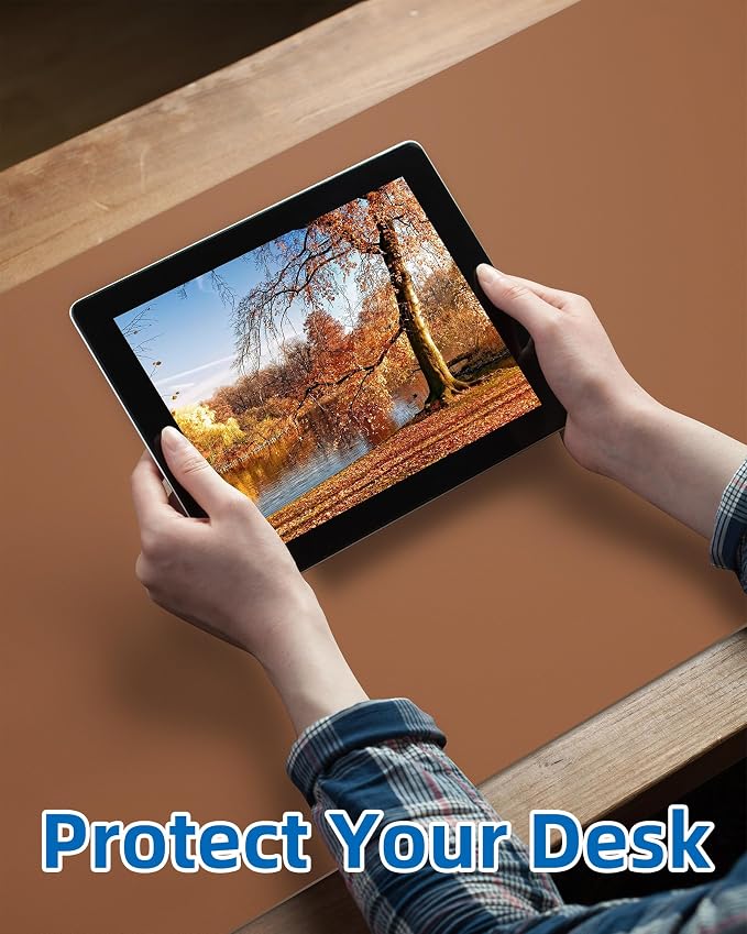 Leather Desk Pad Blotter, Mouse Pad, Office Desk Mat, Non-Slip PU Leather Desk - Image 4
