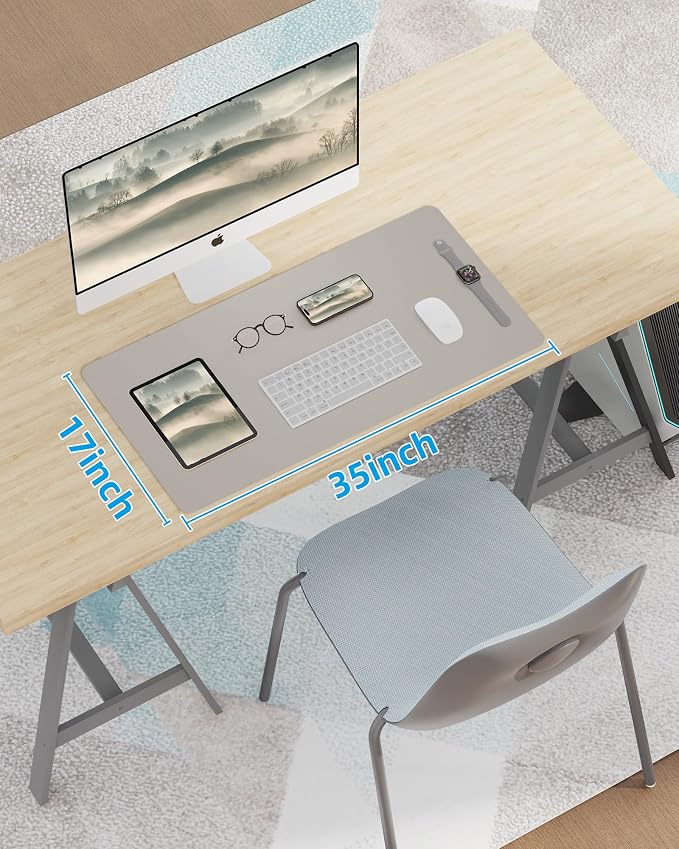 Leather Desk Pad Blotter, Mouse Pad, Office Desk Mat, Non-Slip PU Leather Desk - Image 7