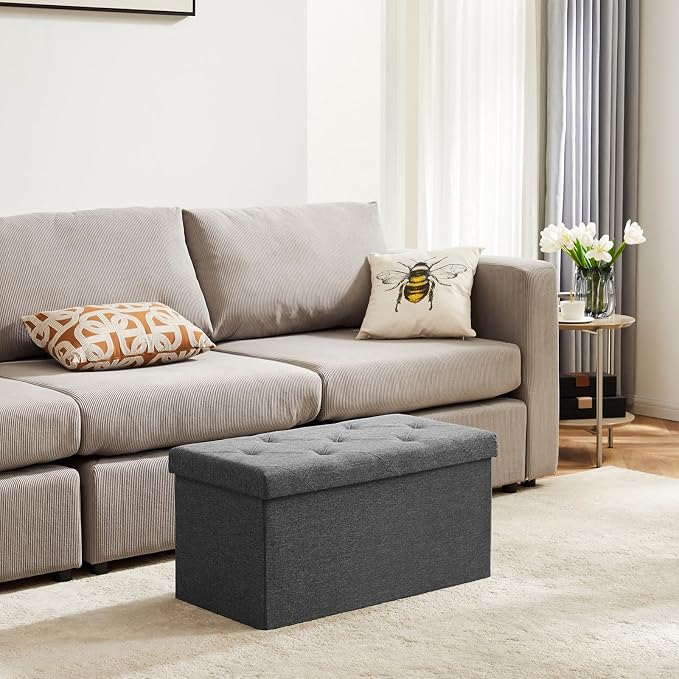 DUMOS 30in Storage Ottoman Bench, Storage Chest, End of Bed Foot Rest Stool - Image 2