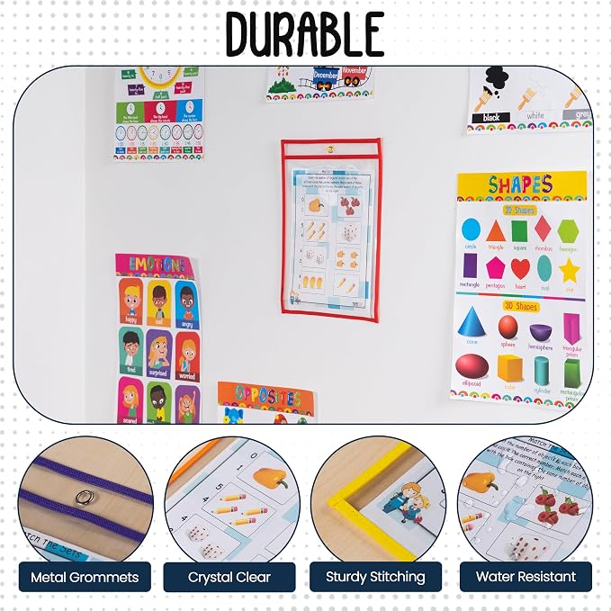 Essex Wares - 6 Pack, Dry Erase Pocket Document Protectors, Water-Resistant & - Image 4