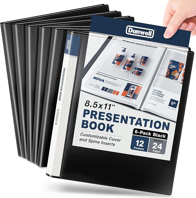 Dunwell Presentation Binder 12-Pocket, Displays 24 Pages, 8.5x11 Portfolio by Dunwell