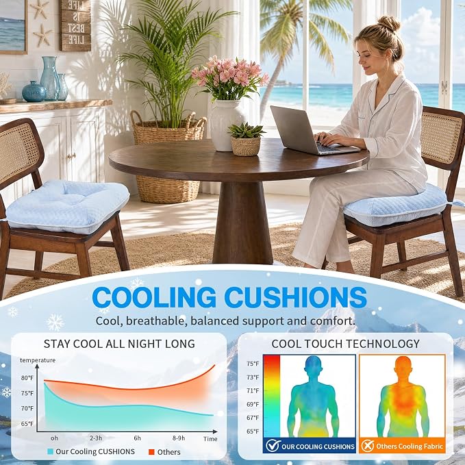 BETU Cooling Chair Cushions Set of 6, 3.5” Thick Seat Cushions, Breathable - Image 2