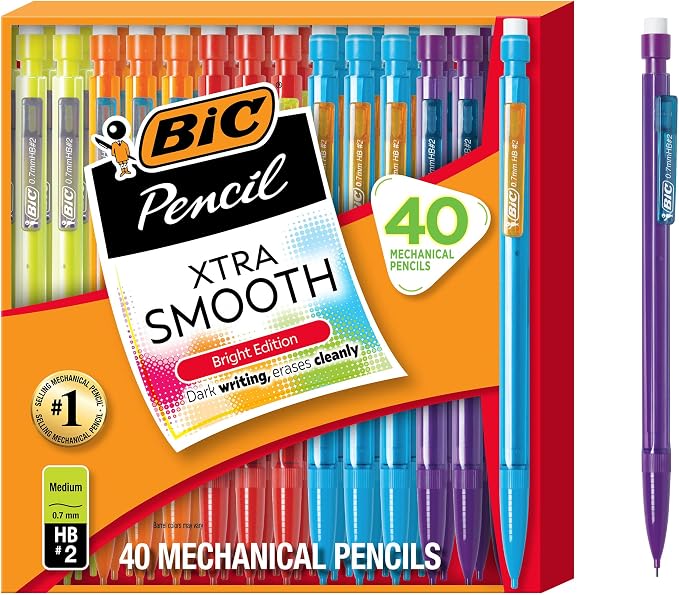 BIC Xtra Smooth Bright Edition Mechanical Pencils, 0.7 mm Medium Point by BIC