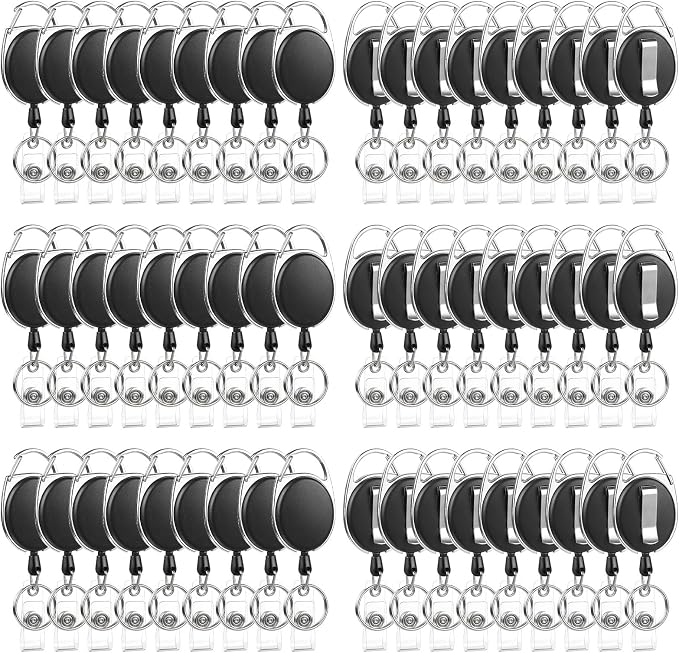 120 Pack Badge Reels Retractable ID Badge Holder by BESARME
