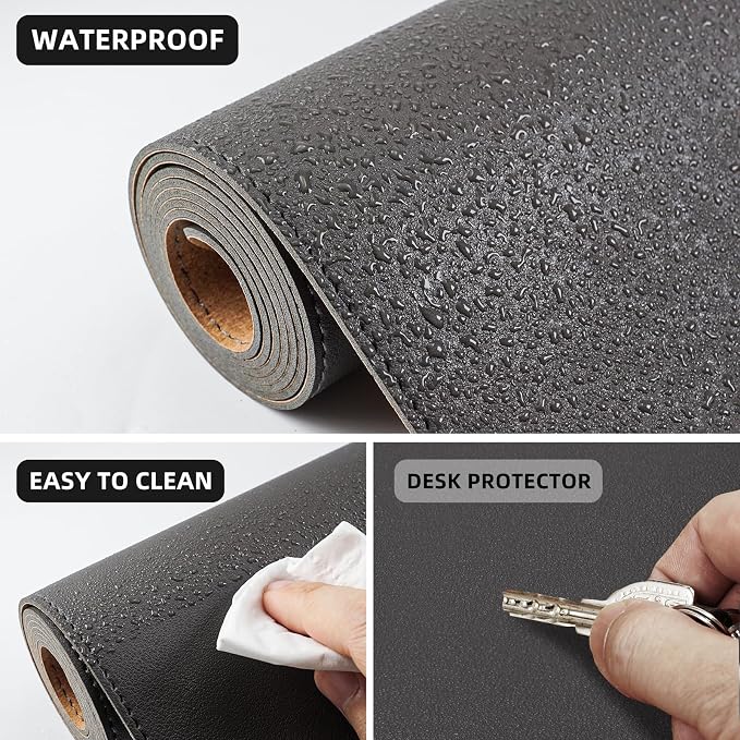 AFIING Cork Desk Mat 47" x 23.6", Dual-Sided Natural Cork & PU Leather Desk Pad - Image 4