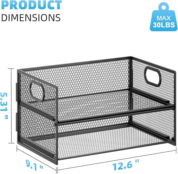 Marbrasse 2 Tier Paper Organizer Letter Tray, Mesh File Organizer - Image 5
