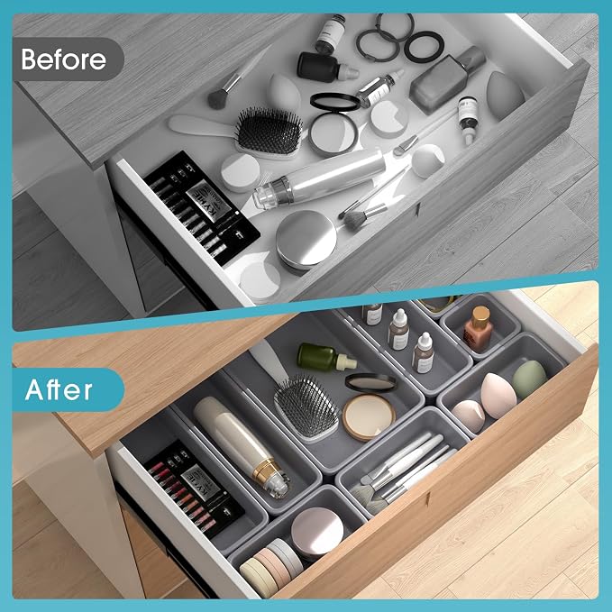 10 PCS Drawer Organizer Set, 4 Size Makeup Drawer Divider Organizer - Image 6