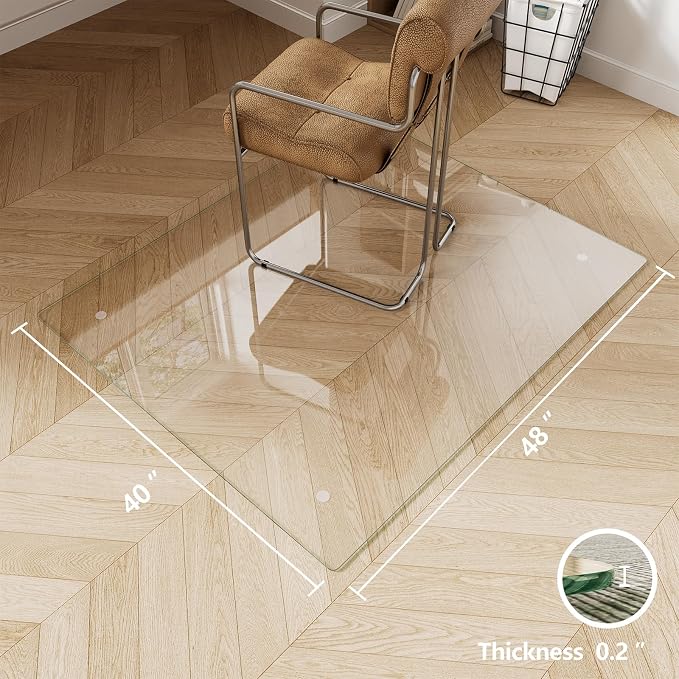 Koonmi Glass Chair Mat for Carpet, Tempered Glass Chair Mat - Image 7