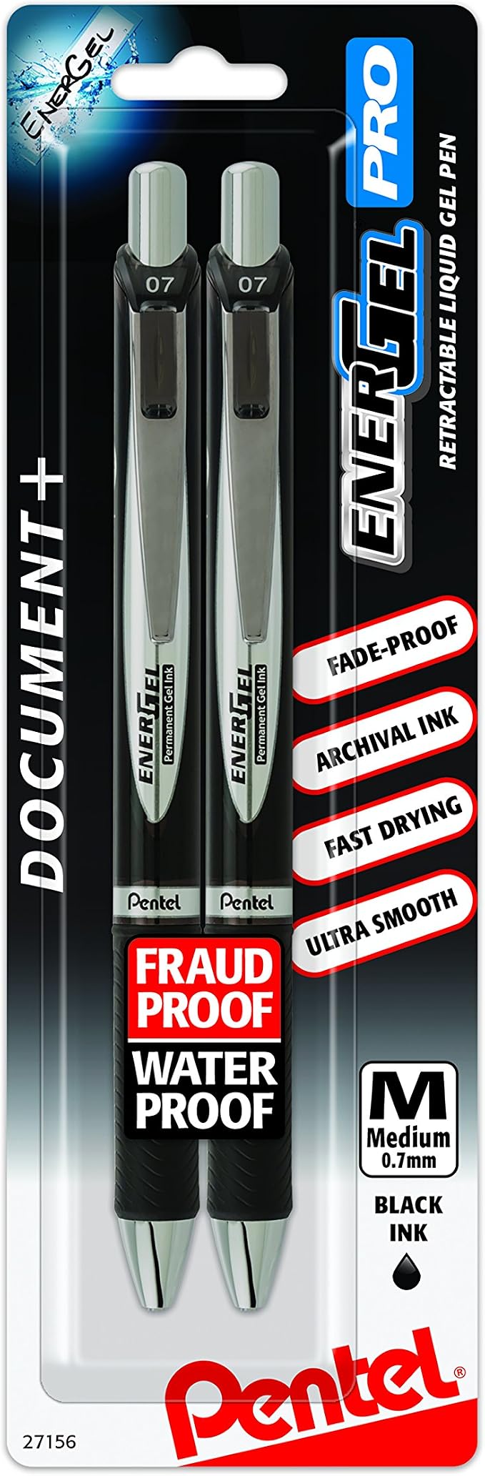 Pentel EnerGel PRO Permanent Gel Pen, Medium Line, Archival and Water-Proof by PentelofAmerica