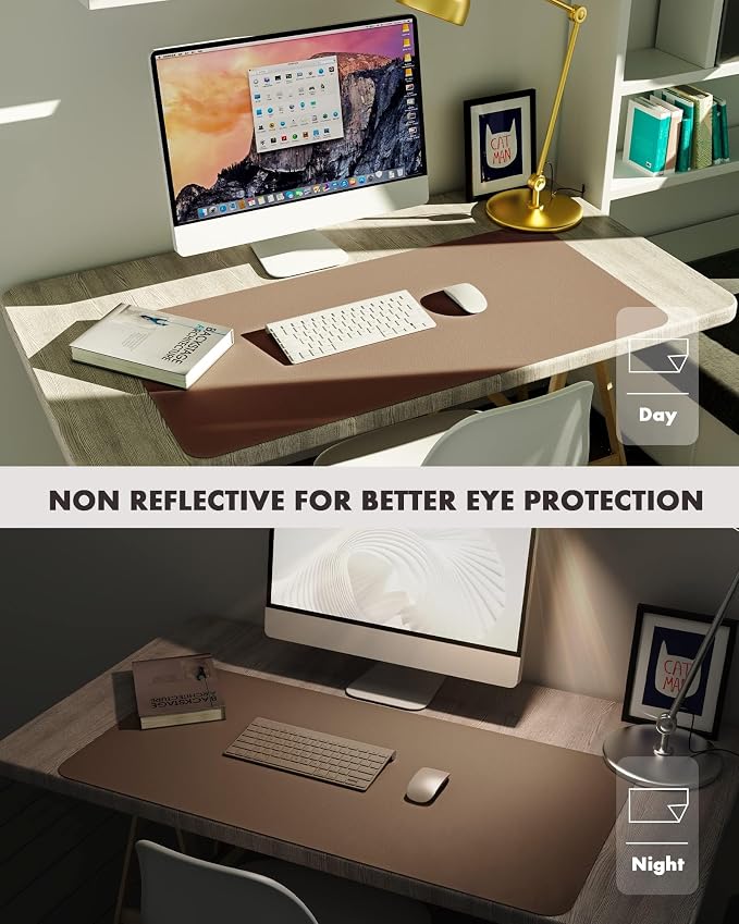 YSAGi Double-Sided Desk Pad, Leather Desk Mat, Eco Cork Desk Pad Protector - Image 8