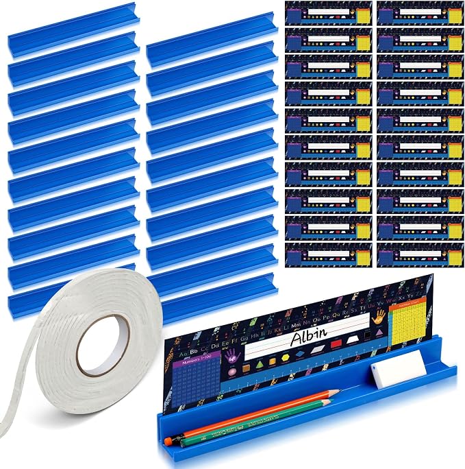 PerKoop 15 Pcs Classroom Desk Name Plates Holder Set Index Cards Storage by PerKoop
