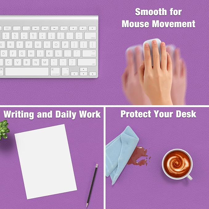 Hsurbtra Desk Pad, 23.6" x 13.8" PU Leather Desk Mat, M Extended Mouse Pad - Image 4