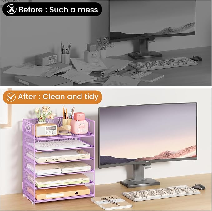 Subekyu 6 Tier Paper File Tray Organizer - Image 2