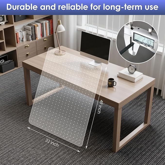 Kuyal Office Chair Mat for Carpet, 32x49 Clear Heavy Duty Computer Chair Mat - Image 2