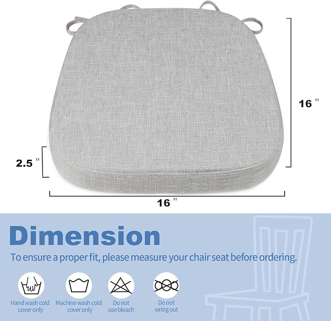 BUYUE Thickened 2.5" Dining Chair Cushions Set of 6, U-Shape High Density Foam - Image 3