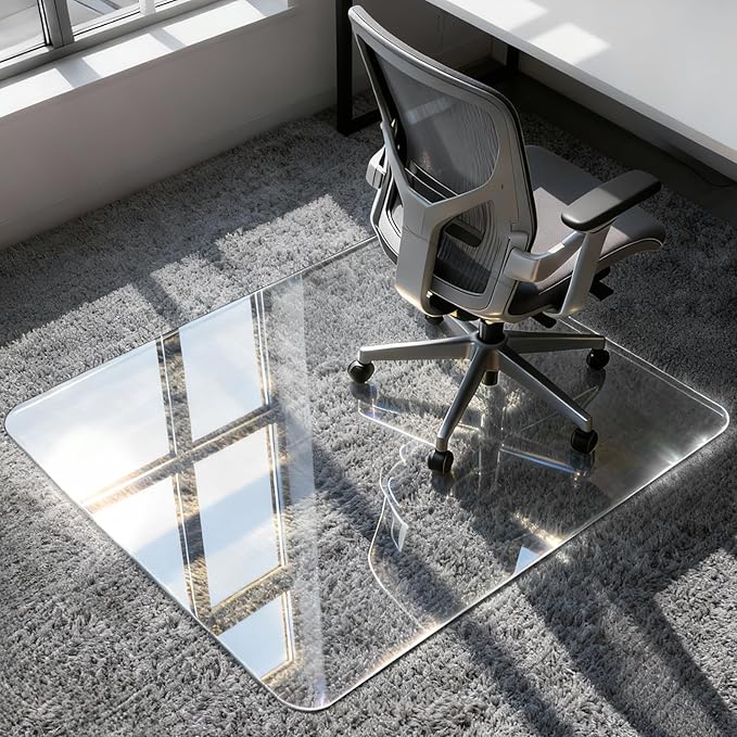 Azadx Tempered Glass Chair Mat for Carpet 36" x 48" Heavy Duty Office Chair Mat by Azadx