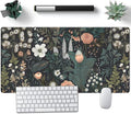Dark Flower Desk Mat Floral Plants Mouse Pad Boho Aesthetic Wildflowers Large by Nasdalgias