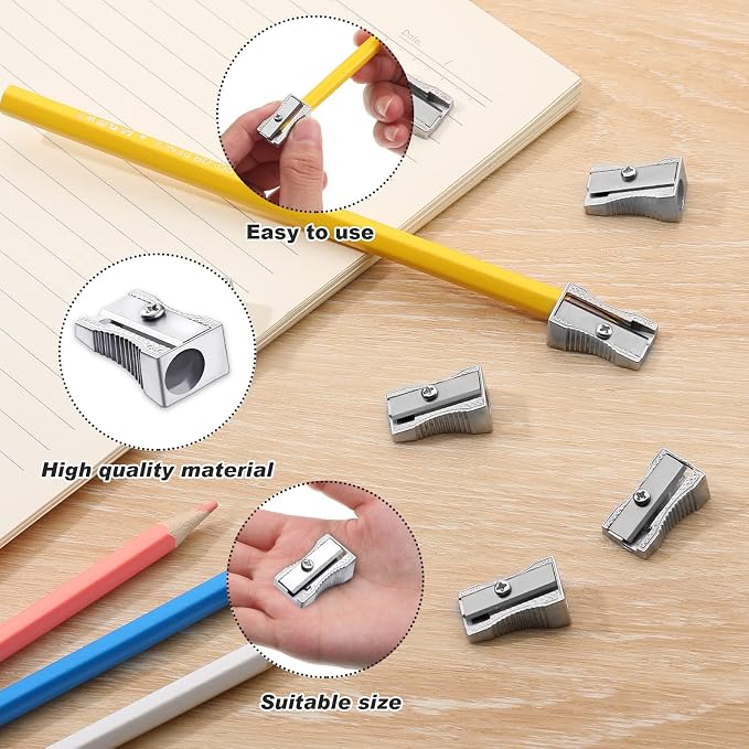 Fumete 120 Pcs Metal Mini Pencil Sharpeners Bulk Handheld Metal Pencil - Image 4