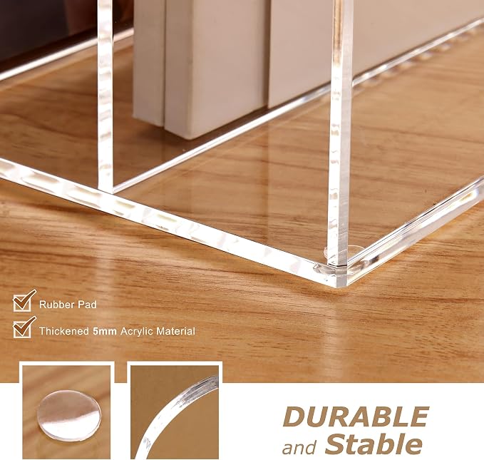 SANRUI Acrylic Magazine Holder Desk Organizer Workspace Sorters，Clear Bookend - Image 5