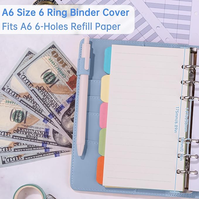 Antner A6 Notebook Binder Refillable 6 Ring Budget Binder Cover - Image 3