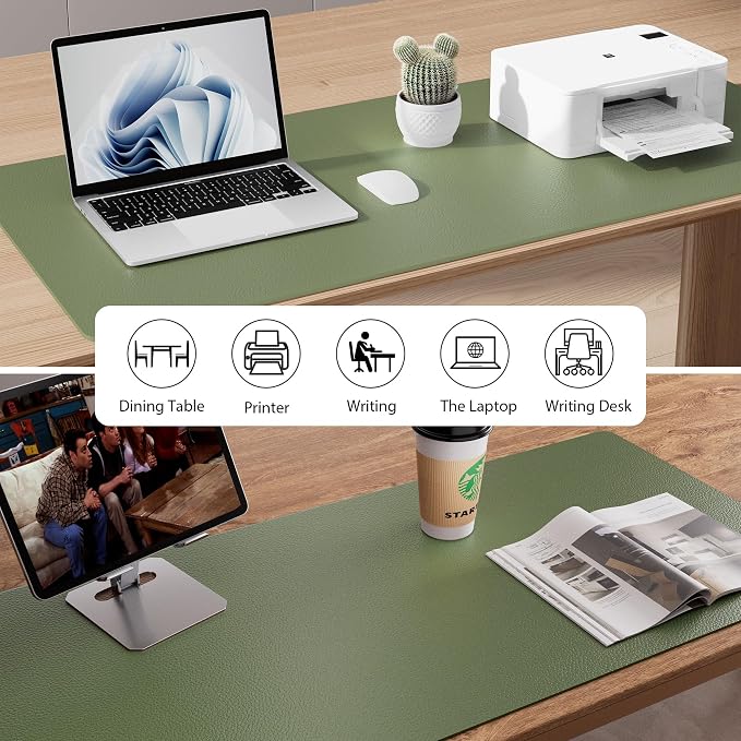 Aothia Leather Desk Pad Protector, Mouse Pad, Office Desk Mat, Non-Slip PU - Image 5