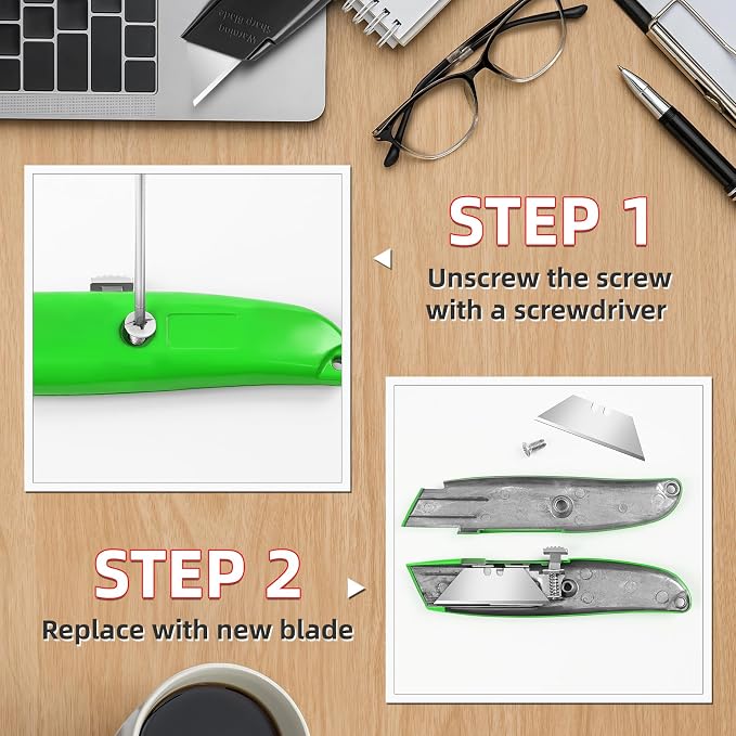 DIYSELF Utility Knife, 20 Pack Heavy Duty Box Cutter Retractable, Box Cutter - Image 5