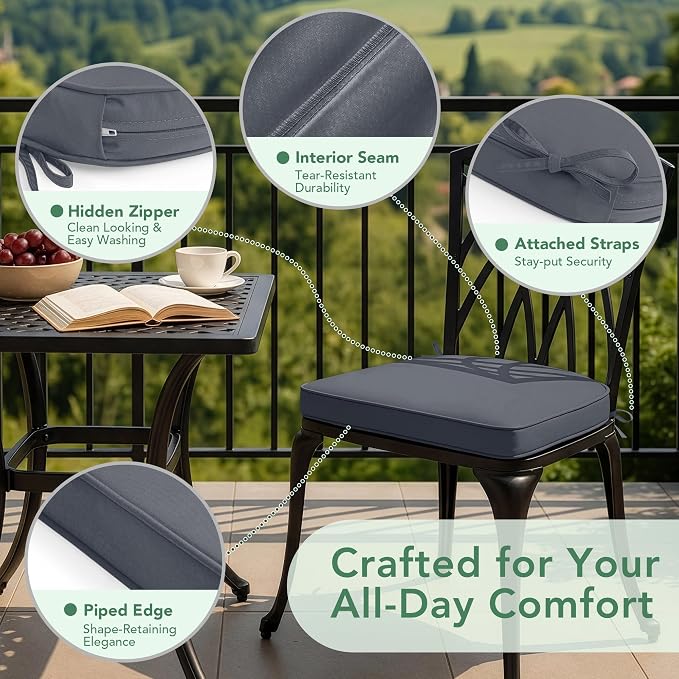 Outdoor Chair Cushions Set of 2: Waterproof & Fade Resistant Patio Furniture - Image 4