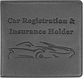 Car Registration and Insurance Holder, Premium PU Leather Vehicle Glove Box Car by New+Fashion+Kingdom
