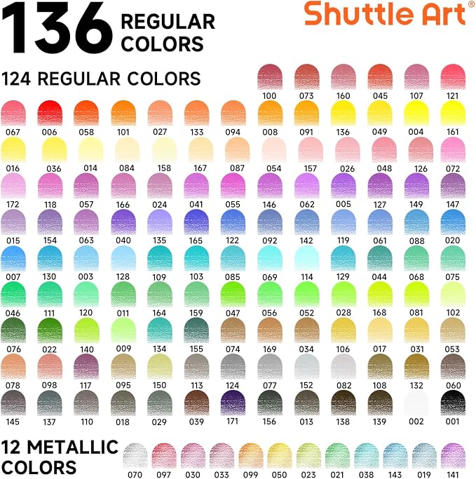 Shuttle Art 136 Color Pencils for Adult Coloring Book, Soft Core Colored - Image 3