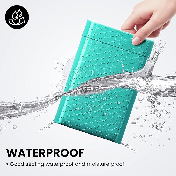 Fuxury Small Bubble Mailers 4x8" 100 Pack, Teal Bubble Mailer, Self Seal Padded - Image 4