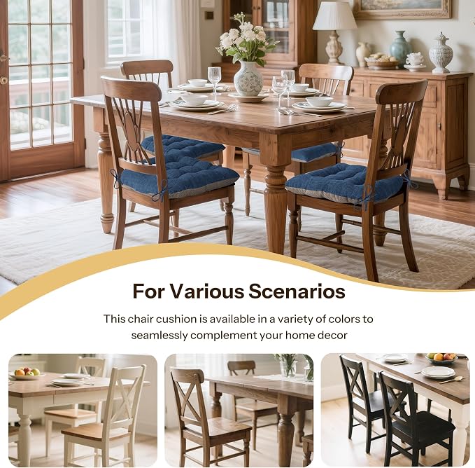 Non Slip Chair Cushions for Dining Chairs Set of 4 Kitchen Chair Cushions - Image 6