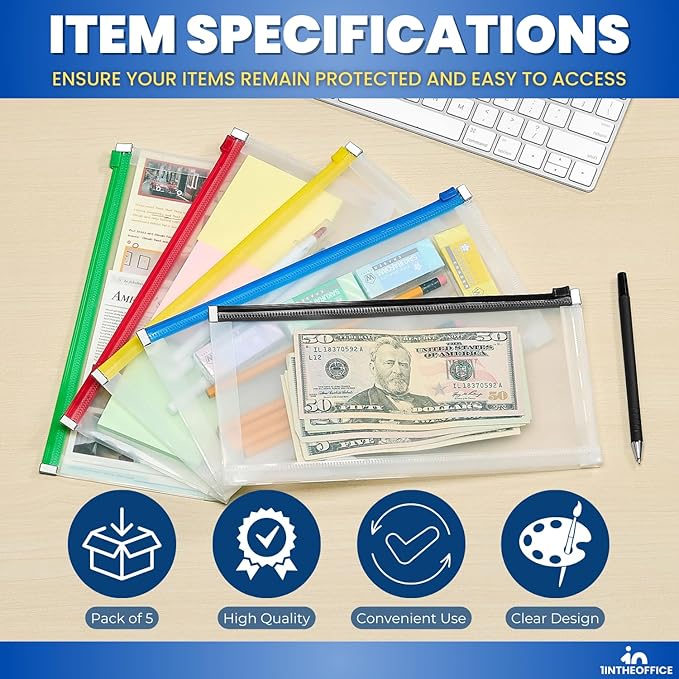 1InTheOffice Plastic Filing Envelopes - Image 6