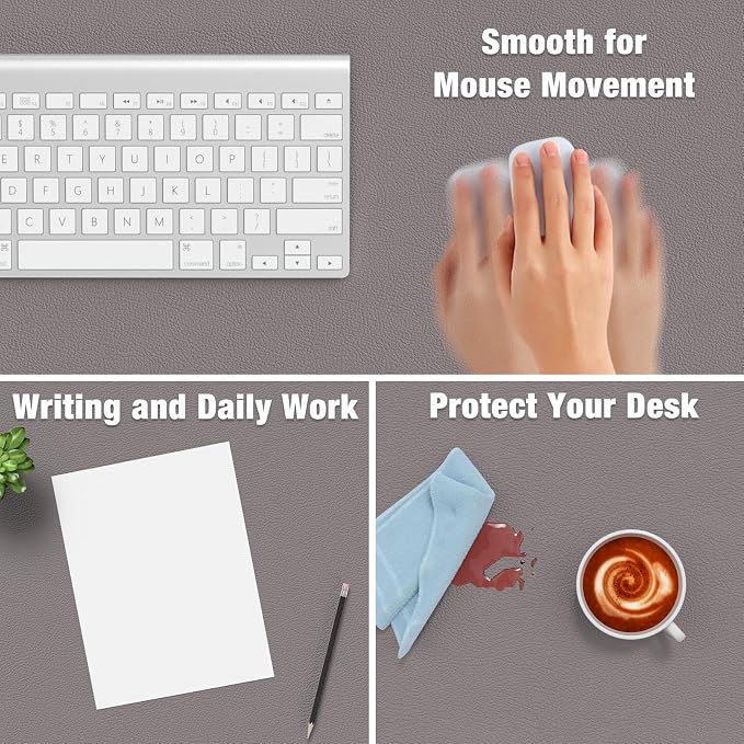 Desk Pad, 35.5" x 17" PU Leather Mat, XXL Extended Mouse Waterproof Blotter - Image 4